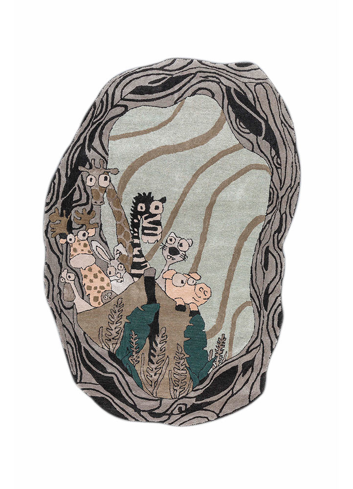 confetti blue wool and viscose hand tufted Rug