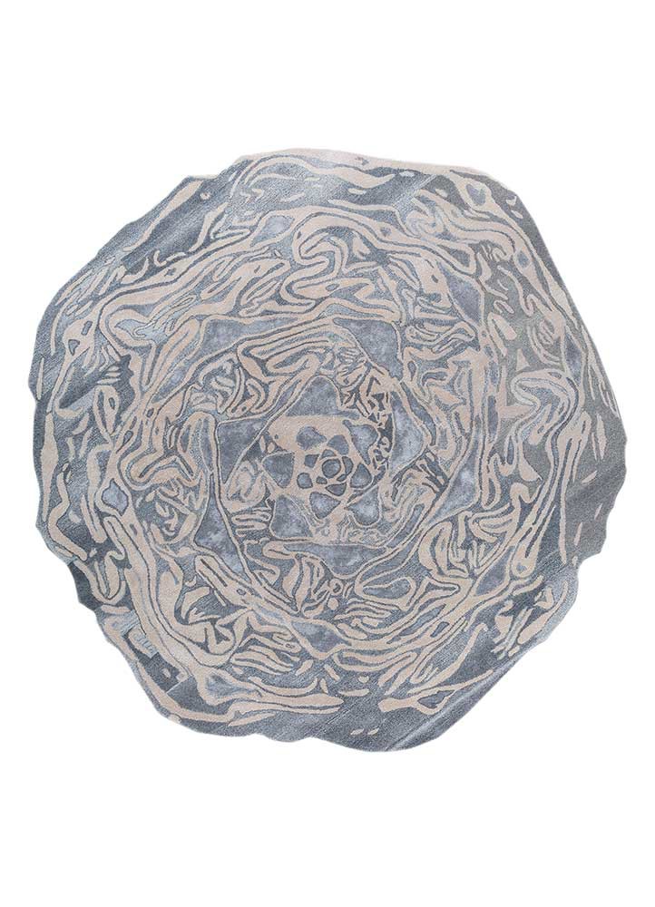 caliedo blue wool and viscose hand tufted Rug - HeadShot