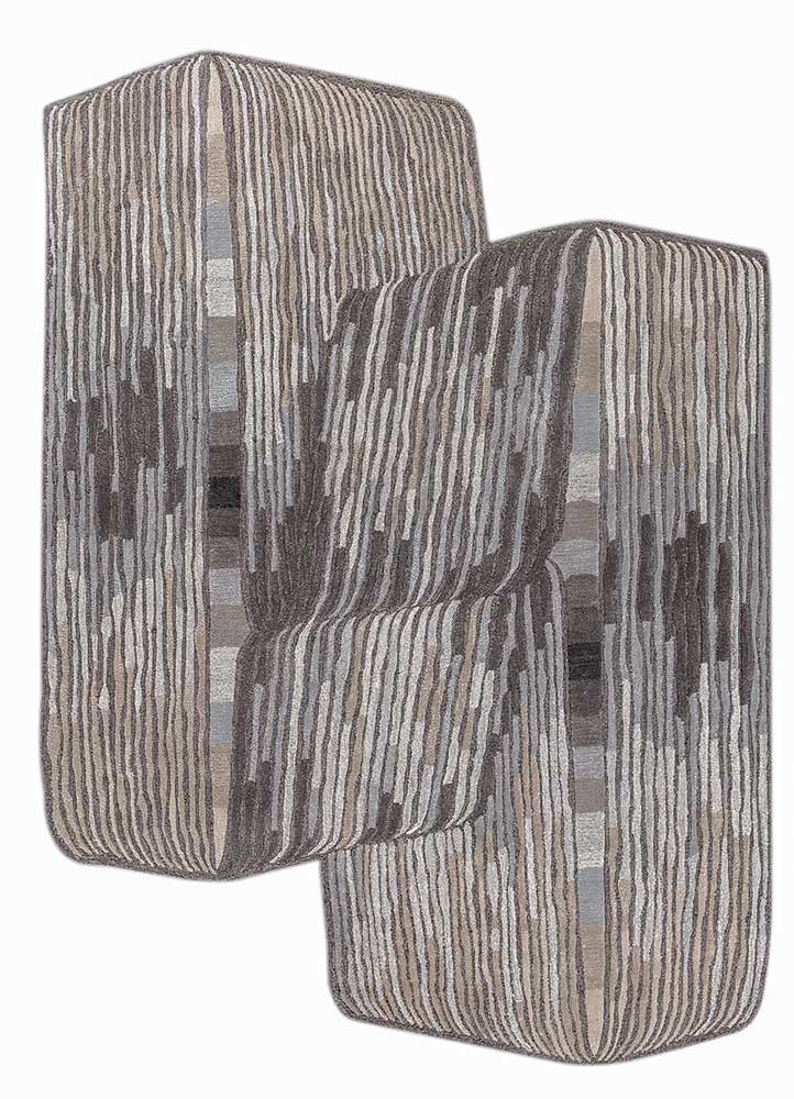 lucid grey and black wool and viscose hand tufted Rug