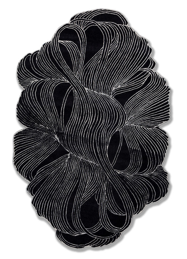 infini grey and black wool and viscose hand tufted Rug - HeadShot infini grey and black wool and viscose hand tufted Rug - HeadShot