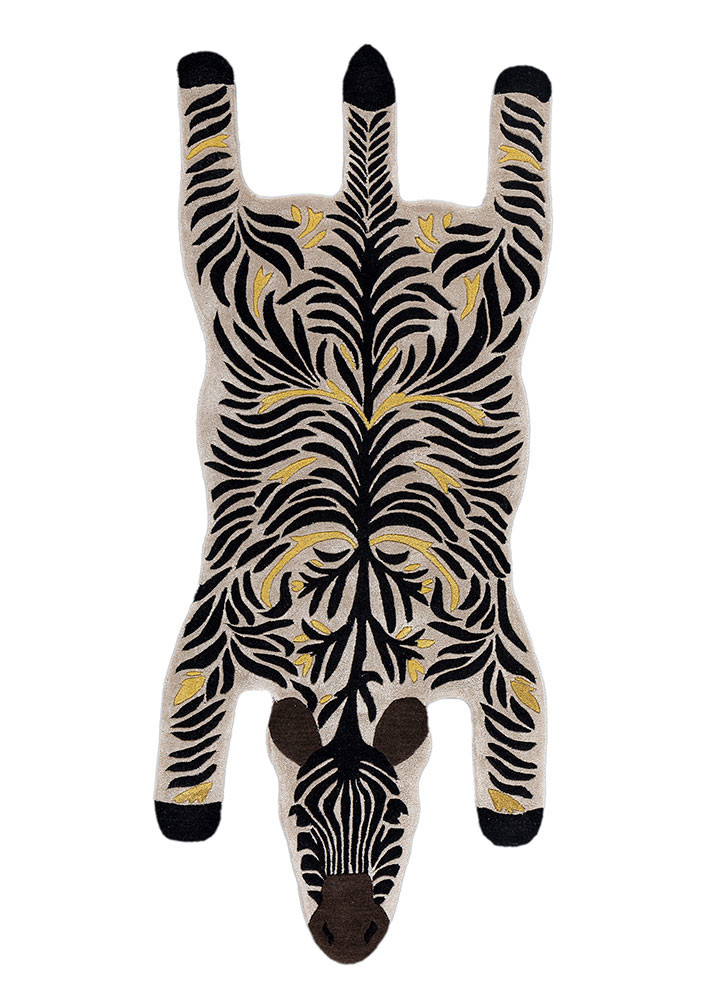  ivory wool and viscose hand tufted Rug