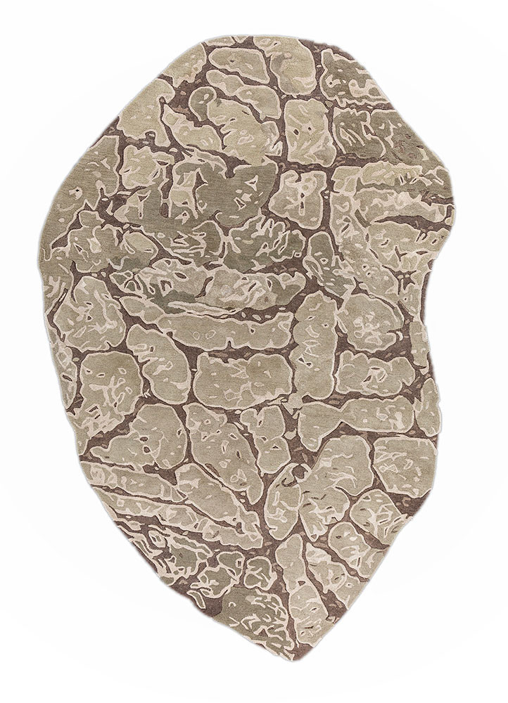 lucid beige and brown wool and viscose hand tufted Rug - HeadShot