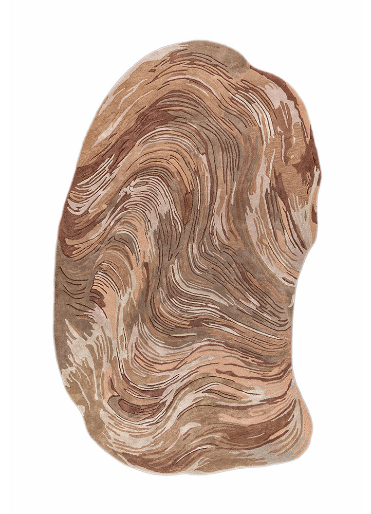 lucid red and orange wool and viscose hand tufted Rug