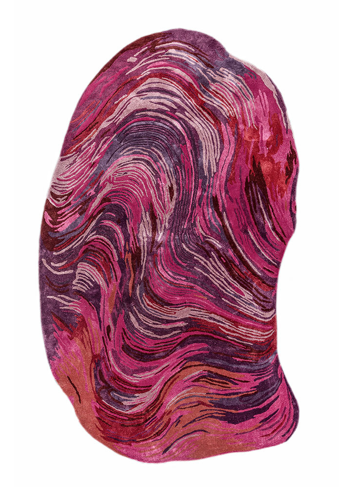 pink and purple pink and purple wool and viscose hand tufted Rug