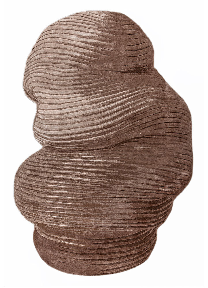 lucid beige and brown wool and viscose hand tufted Rug