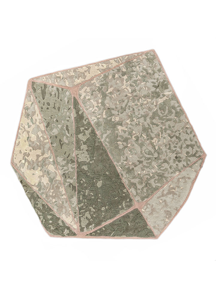 lucid green wool and viscose hand tufted Rug