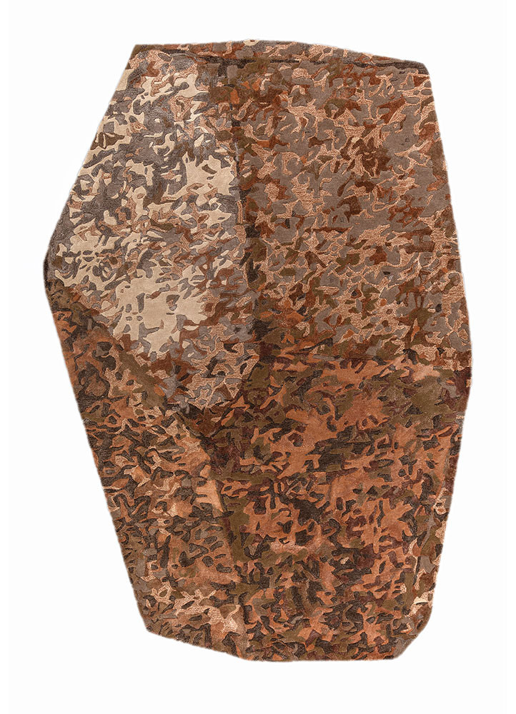 lucid red and orange wool and viscose hand tufted Rug