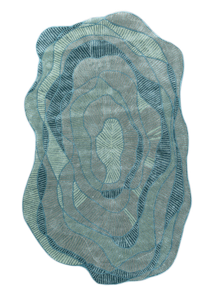 adrift blue wool and viscose hand tufted Rug - HeadShot