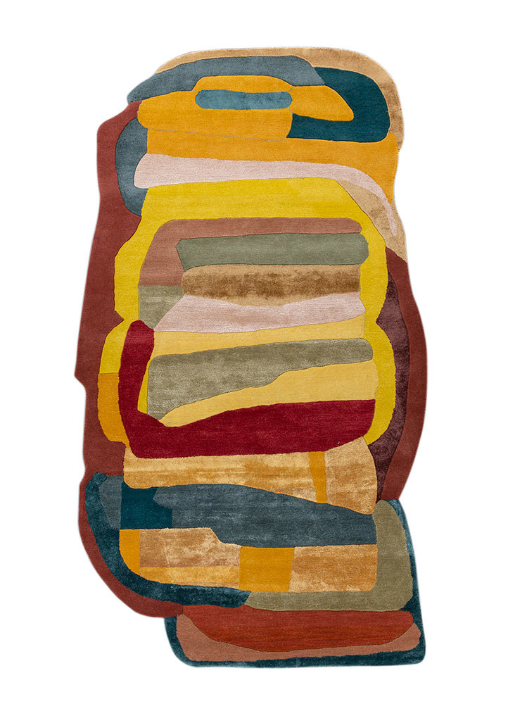 joy gold wool and viscose hand tufted Rug - HeadShot