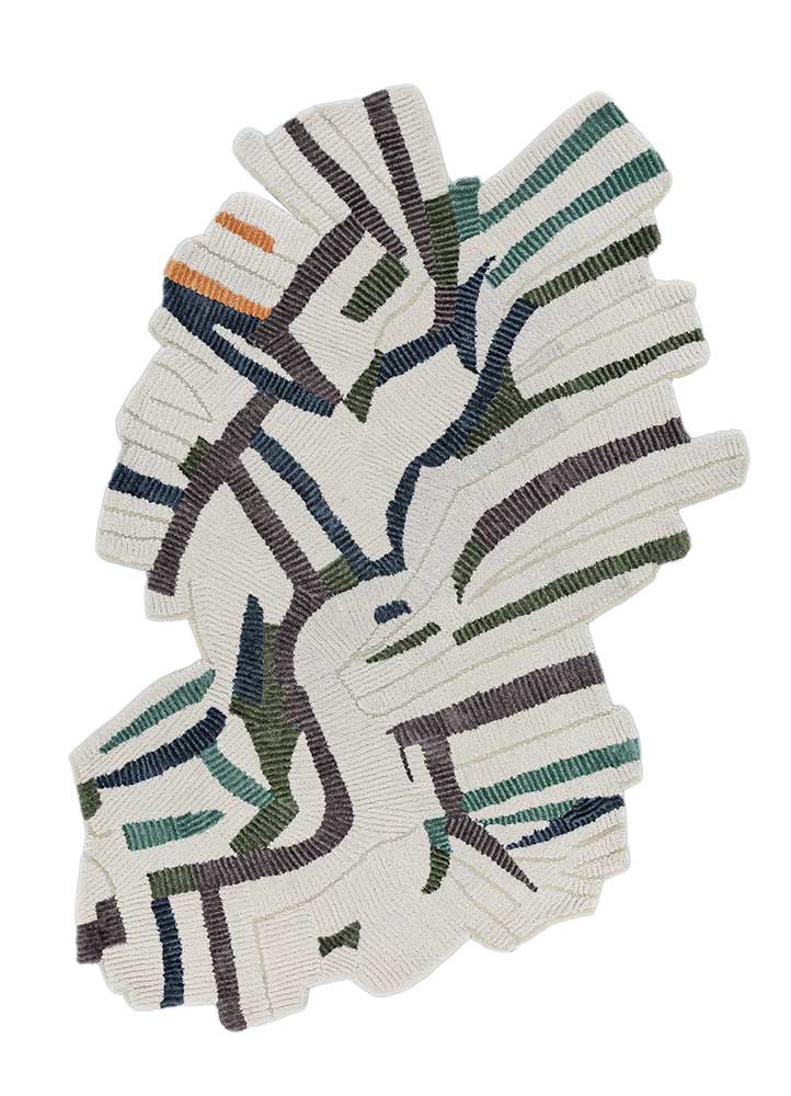 checkers ivory wool and viscose  Rug - HeadShot