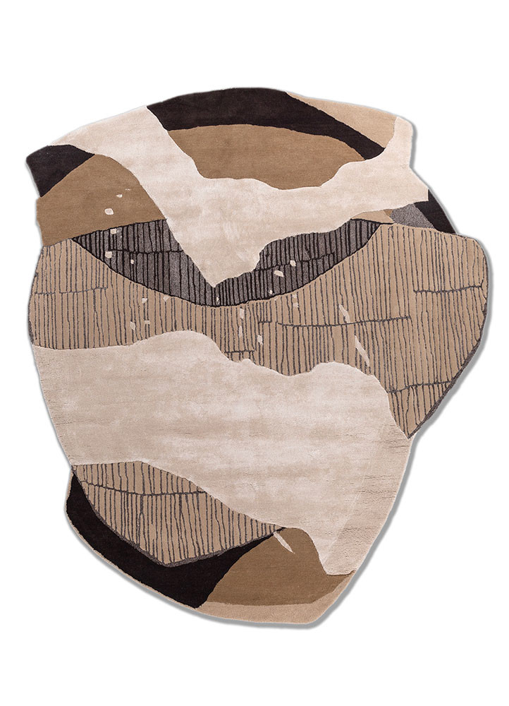  ivory wool and viscose hand tufted Rug