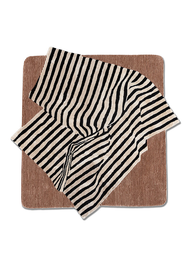  ivory wool and viscose hand tufted Rug