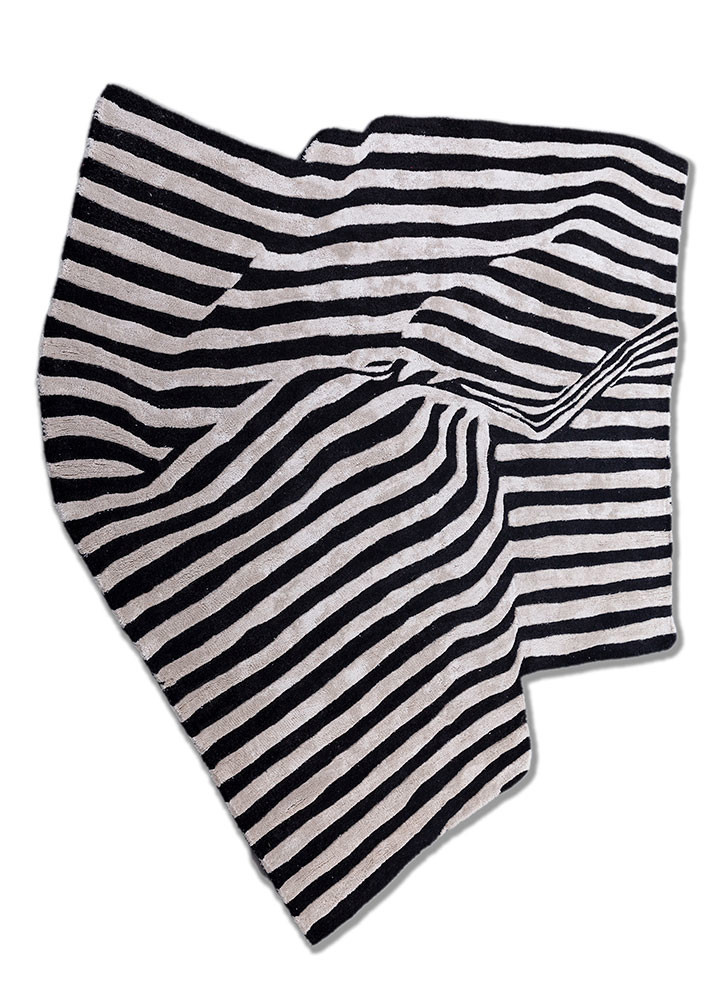 adrift grey and black wool and viscose hand tufted Rug - HeadShot