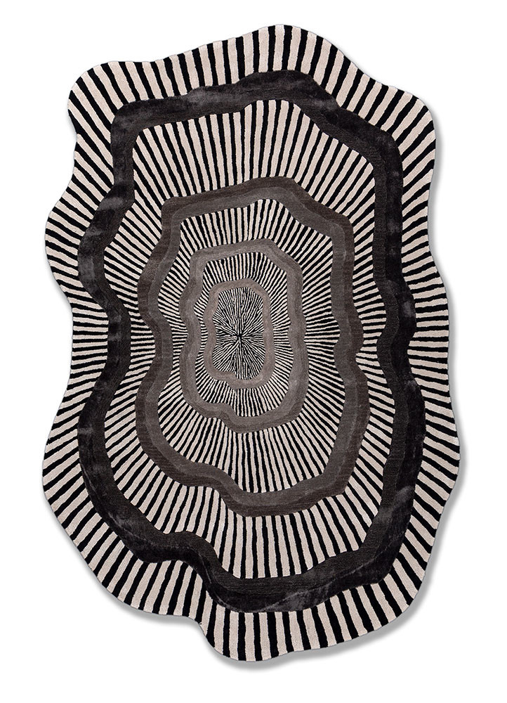 grey and black grey and black wool and viscose hand tufted Rug