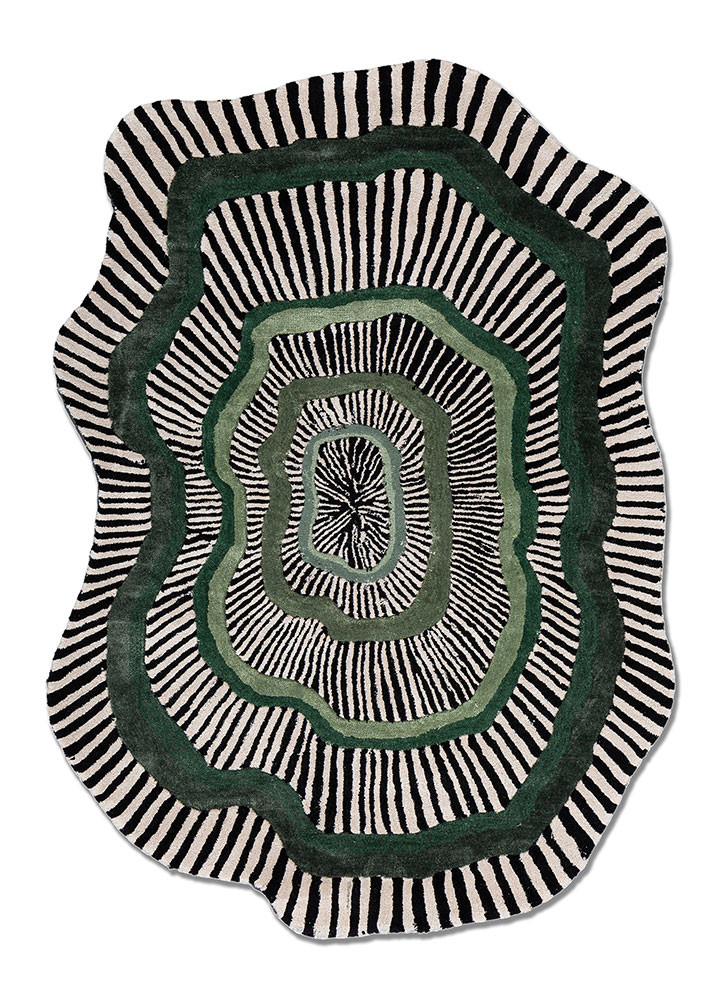 grey and black grey and black wool and viscose hand tufted Rug