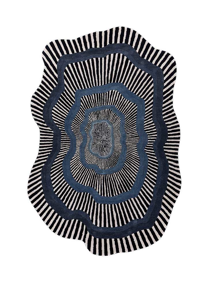  grey and black wool and viscose hand tufted Rug