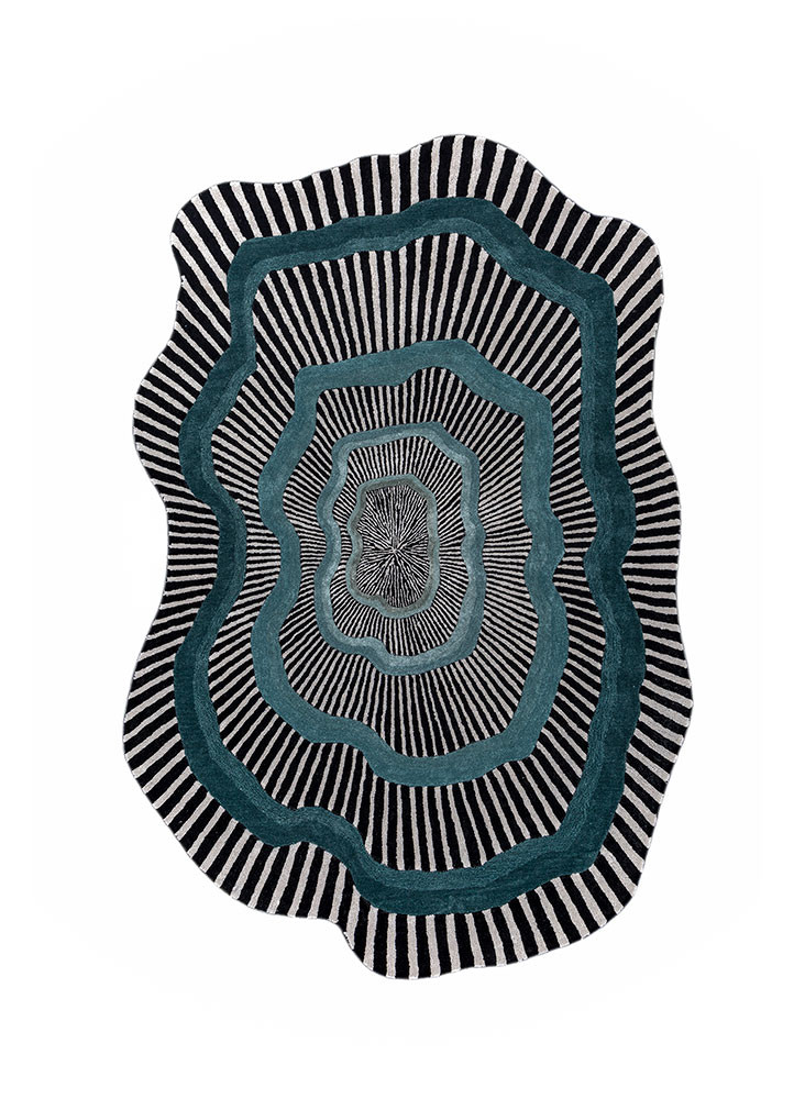 adrift grey and black wool and viscose hand tufted Rug - HeadShot