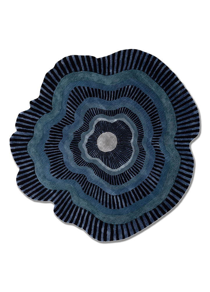 grey and black grey and black wool and viscose hand tufted Rug