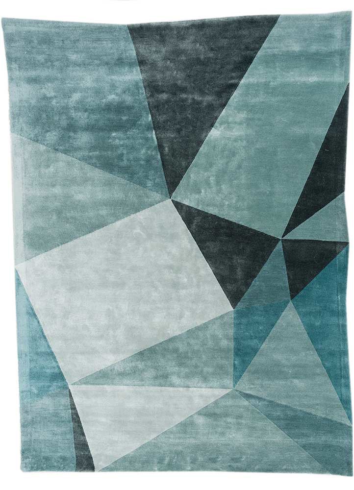 come around blue viscose hand tufted Rug - HeadShot