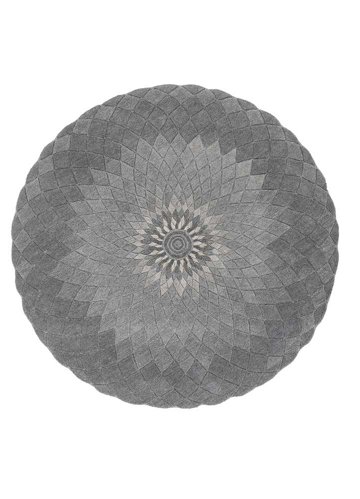 chroma grey and black wool hand tufted Rug - HeadShot