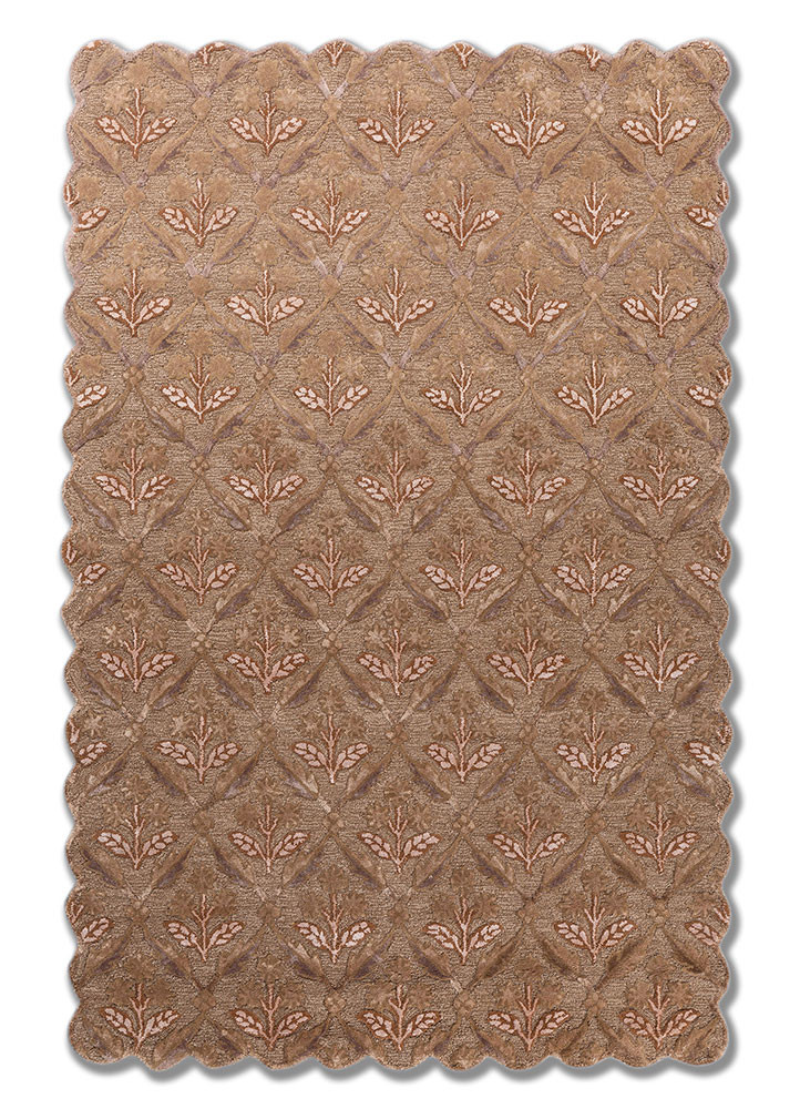 beige and brown beige and brown wool and viscose hand tufted Rug