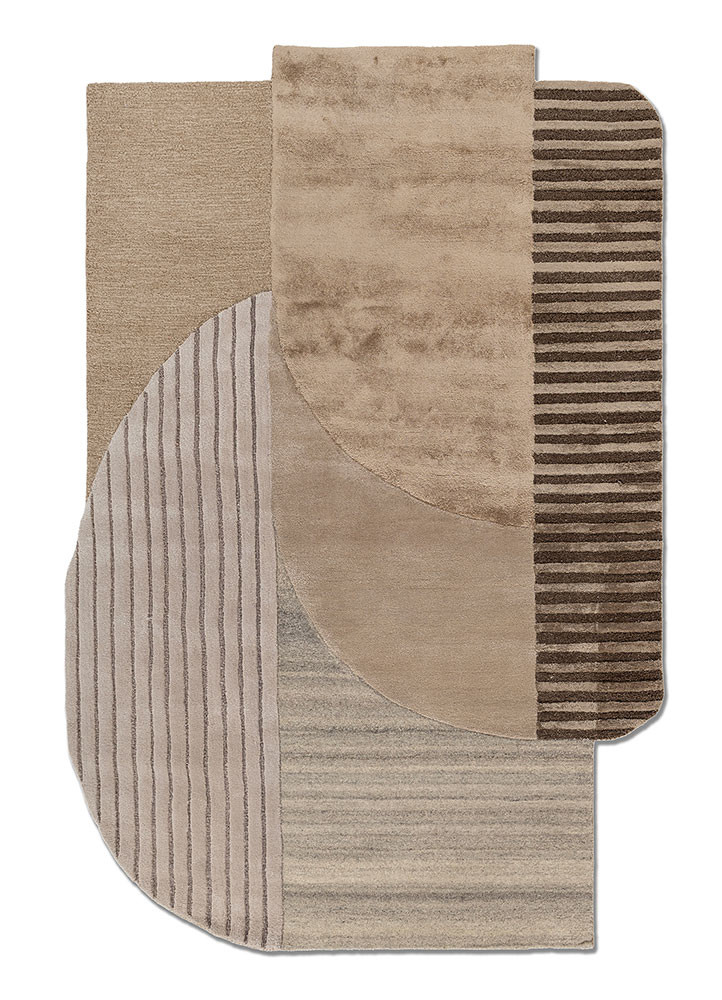 come around beige and brown wool and viscose hand tufted Rug - HeadShot come around beige and brown wool and viscose hand tufted Rug - HeadShot