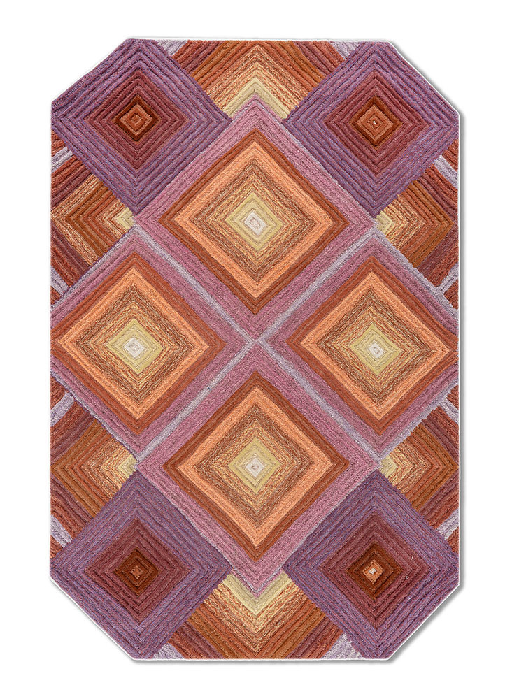 caliedo red and orange wool hand tufted Rug - HeadShot