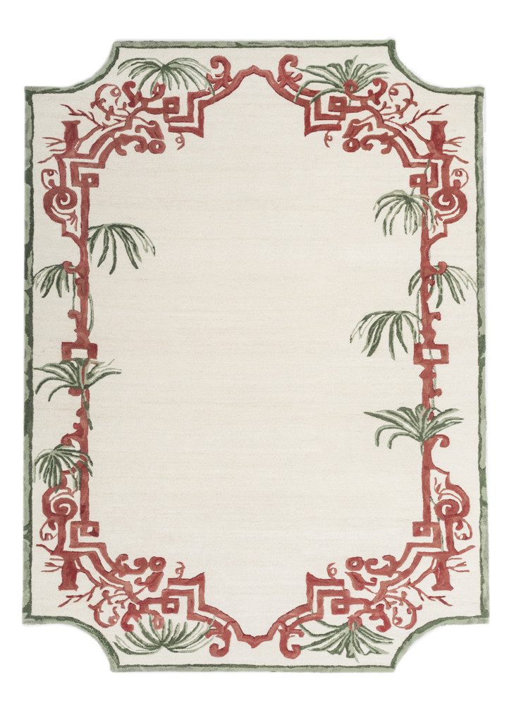 jardins du monde ivory wool hand tufted Rug - HeadShot