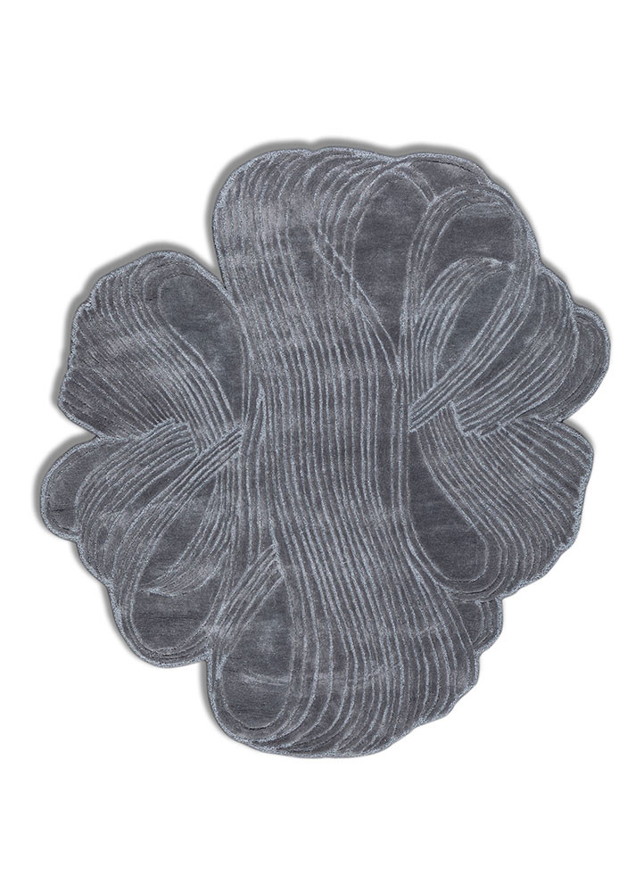  blue viscose hand tufted Rug