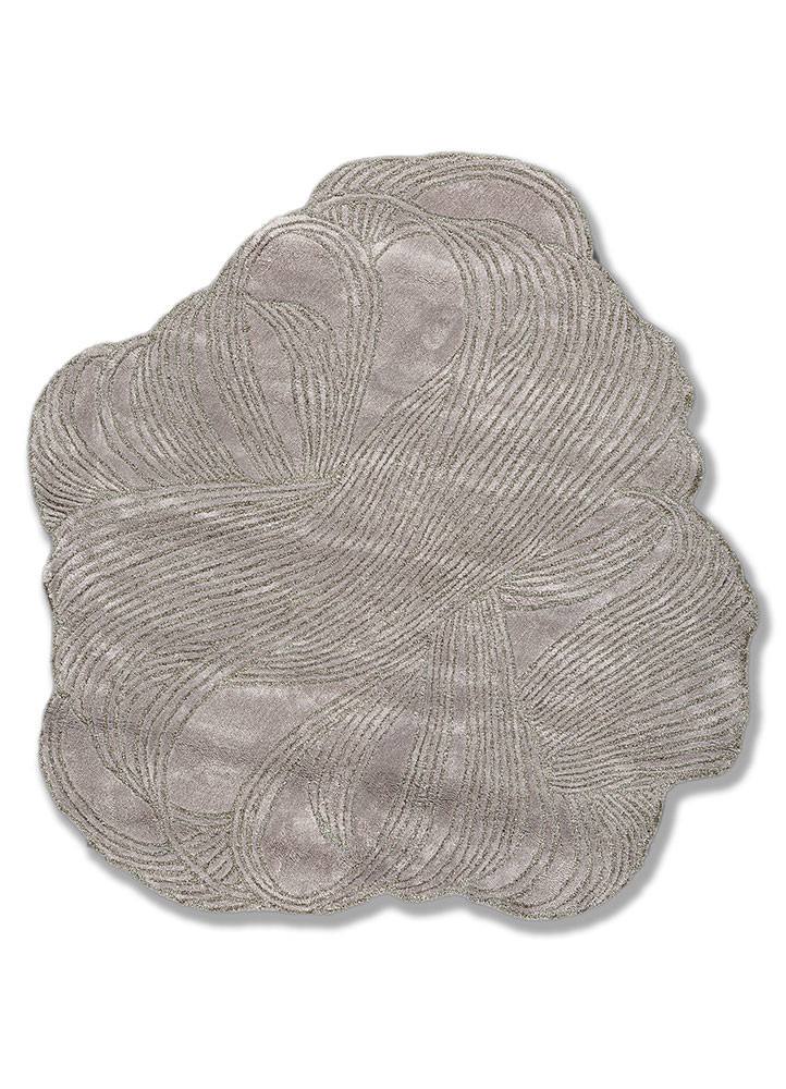  grey and black viscose hand tufted Rug