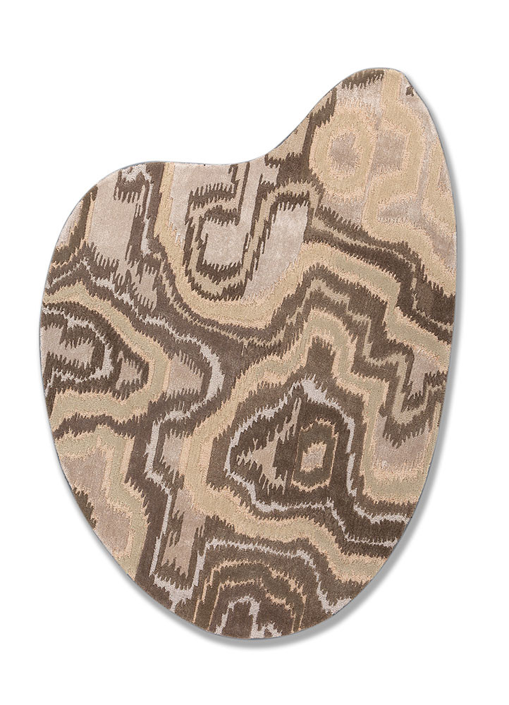 mythos beige and brown wool and viscose hand tufted Rug