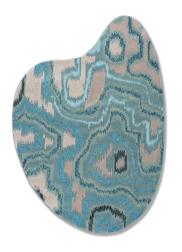 mythos blue wool and viscose hand tufted Rug