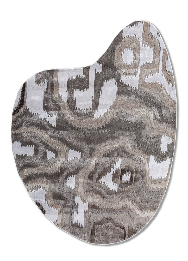 mythos grey and black wool and viscose hand tufted Rug