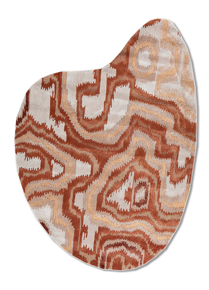 red and orange red and orange wool and viscose hand tufted Rug