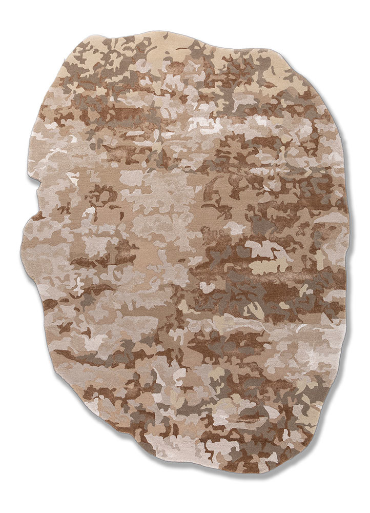 beige and brown beige and brown wool and viscose hand tufted Rug