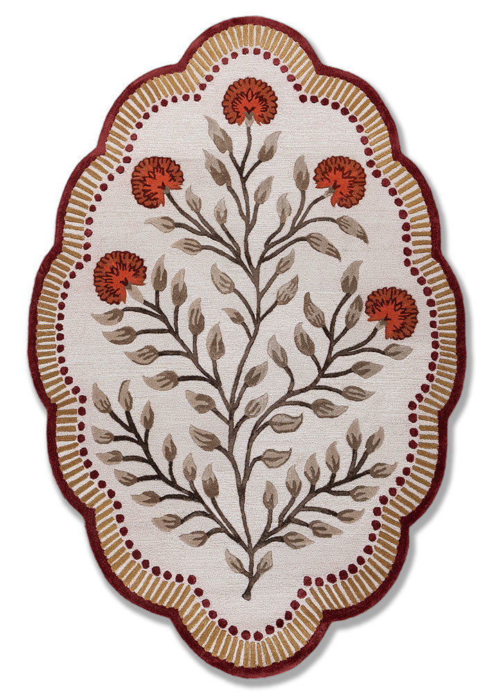  ivory wool and viscose hand tufted Rug