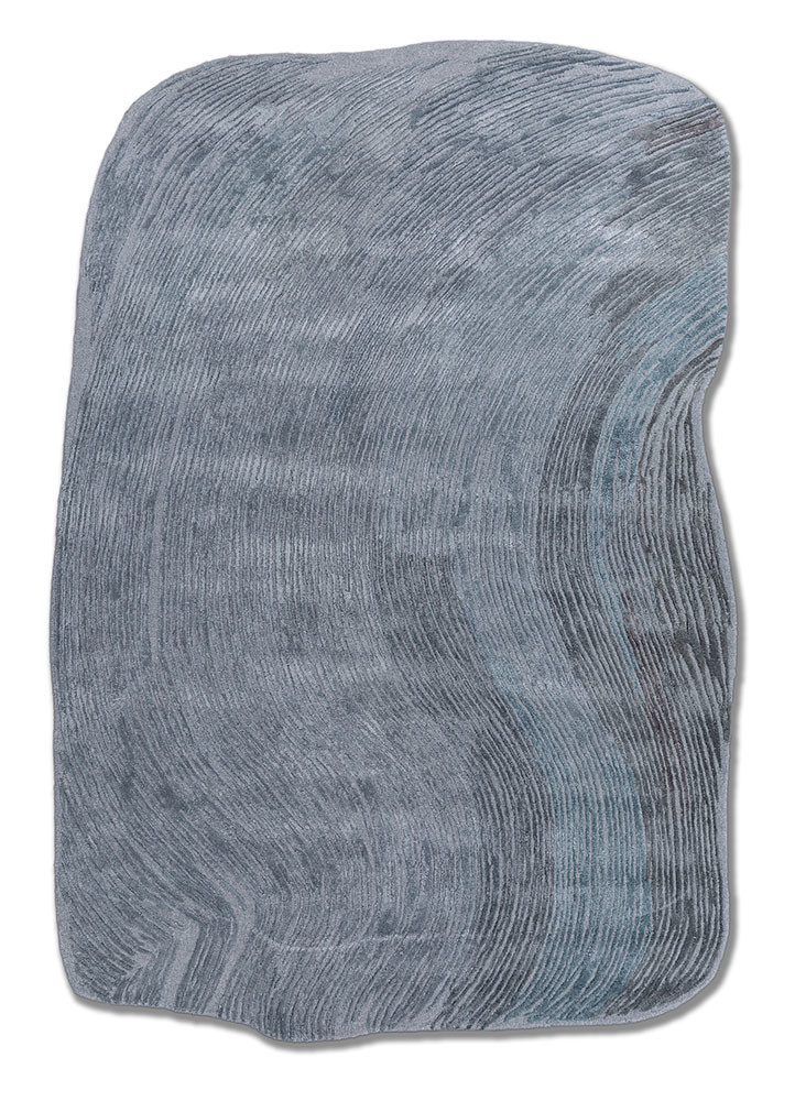 lucid blue wool and viscose hand tufted Rug - HeadShot