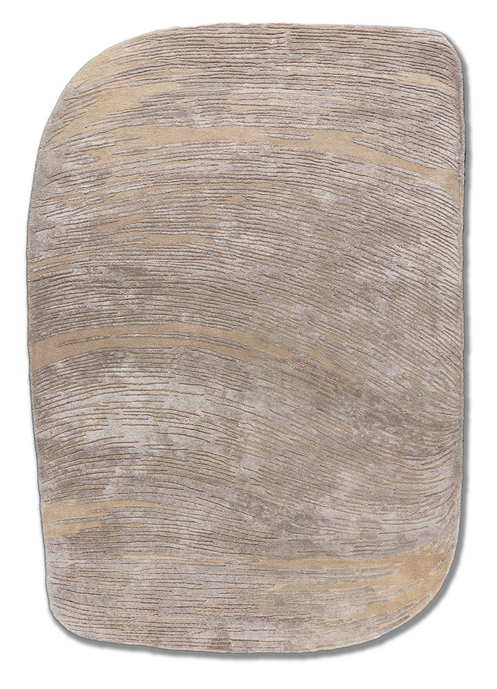 lucid beige and brown wool and viscose hand tufted Rug - HeadShot