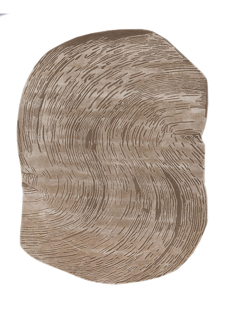  ivory wool and viscose hand tufted Rug