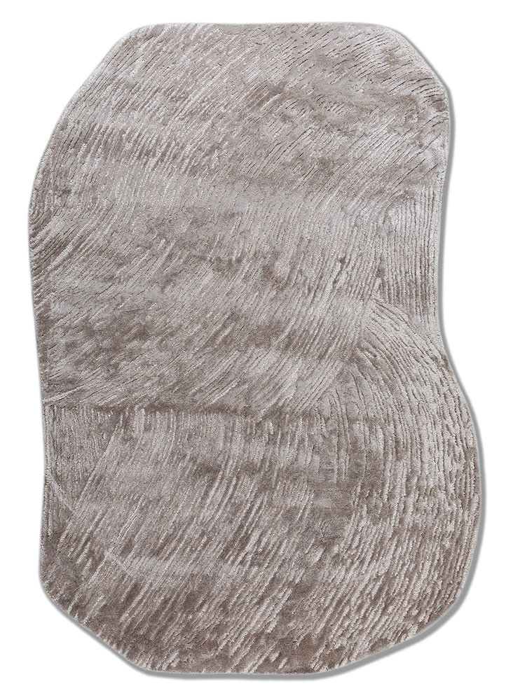 lucid beige and brown wool and viscose hand tufted Rug - HeadShot