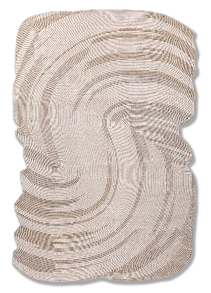 lucid ivory wool and viscose hand tufted Rug - HeadShot