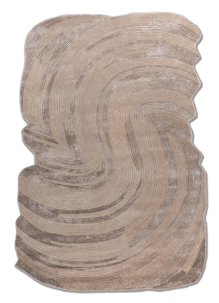lucid beige and brown wool and viscose hand tufted Rug - HeadShot lucid beige and brown wool and viscose hand tufted Rug - HeadShot