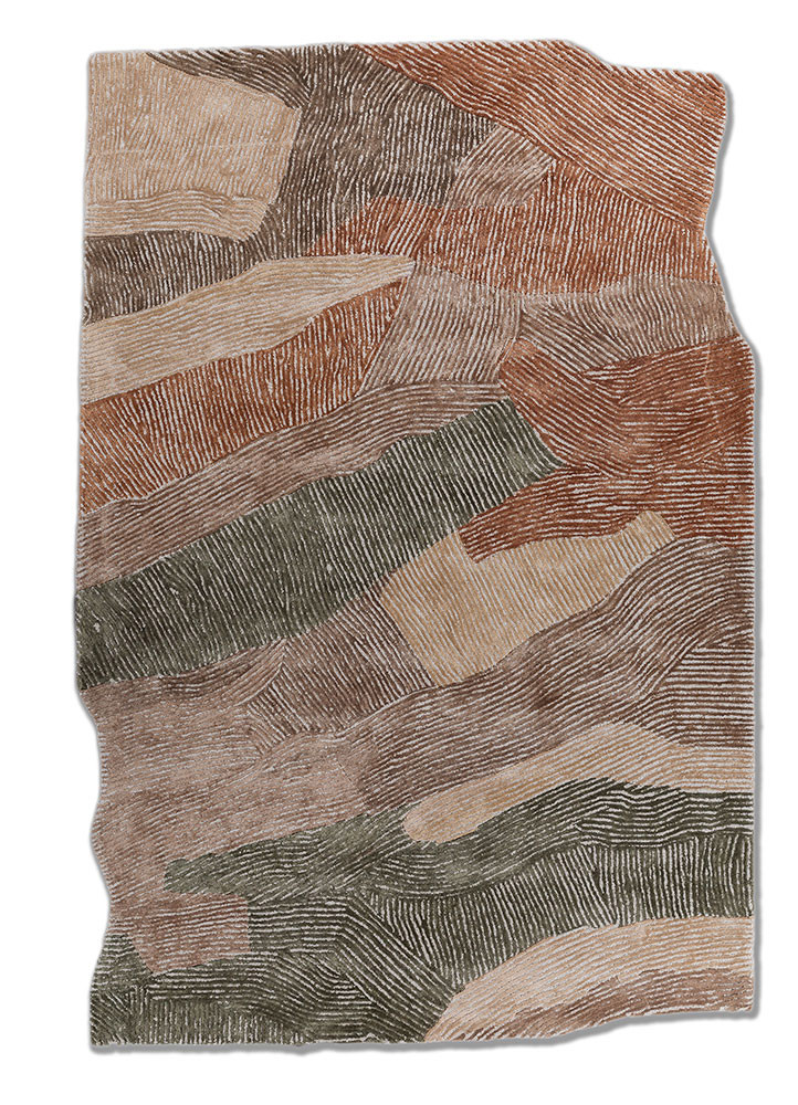 white noise ivory viscose hand tufted Rug - HeadShot