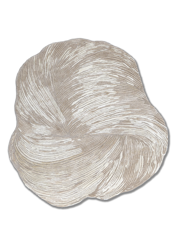  ivory wool and viscose hand tufted Rug