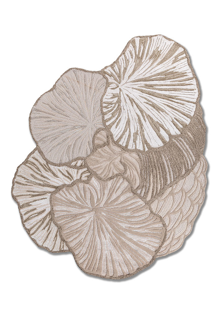  ivory wool and viscose hand tufted Rug