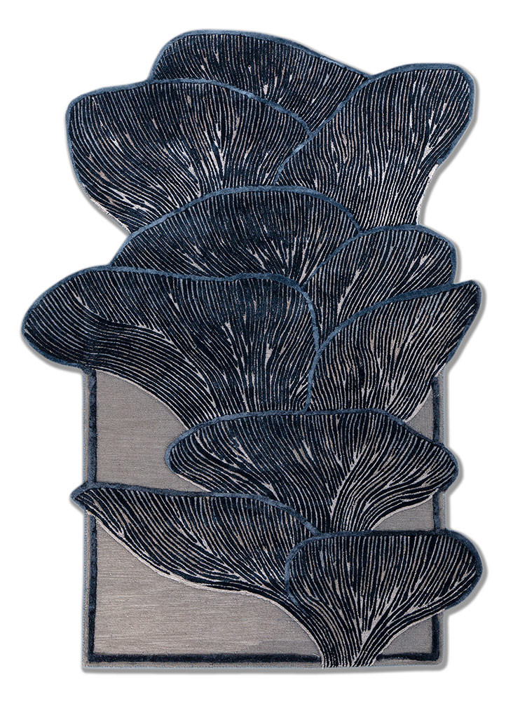 blue blue wool and viscose hand tufted Rug