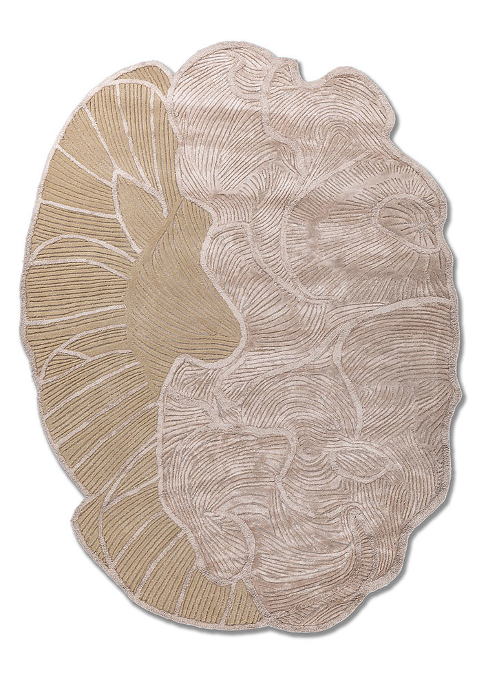 aurelia beige and brown wool and viscose hand tufted Rug - HeadShot