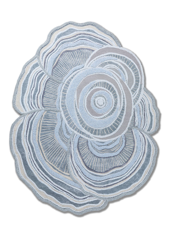 blue blue wool and viscose hand tufted Rug