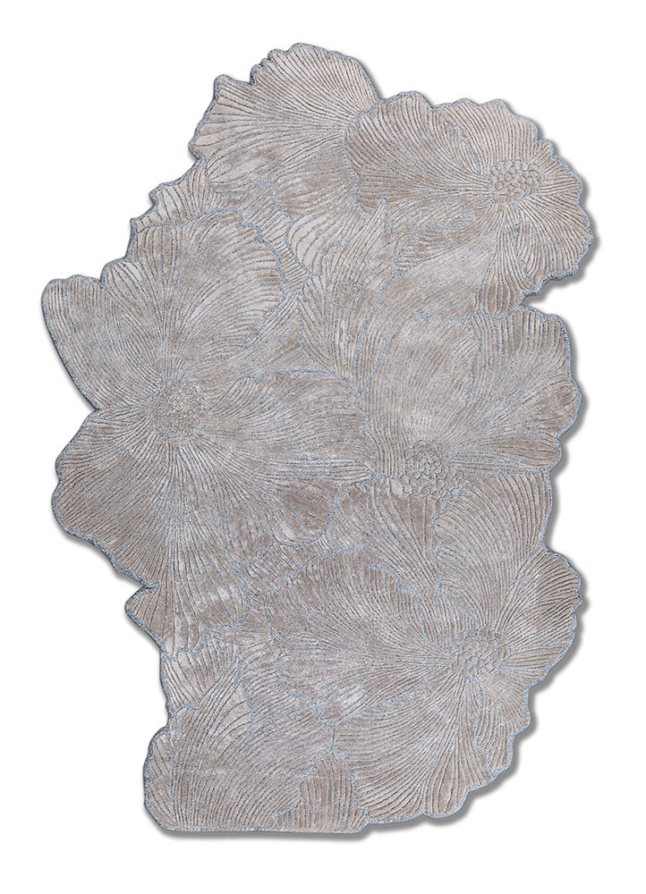 grey and black grey and black viscose hand tufted Rug