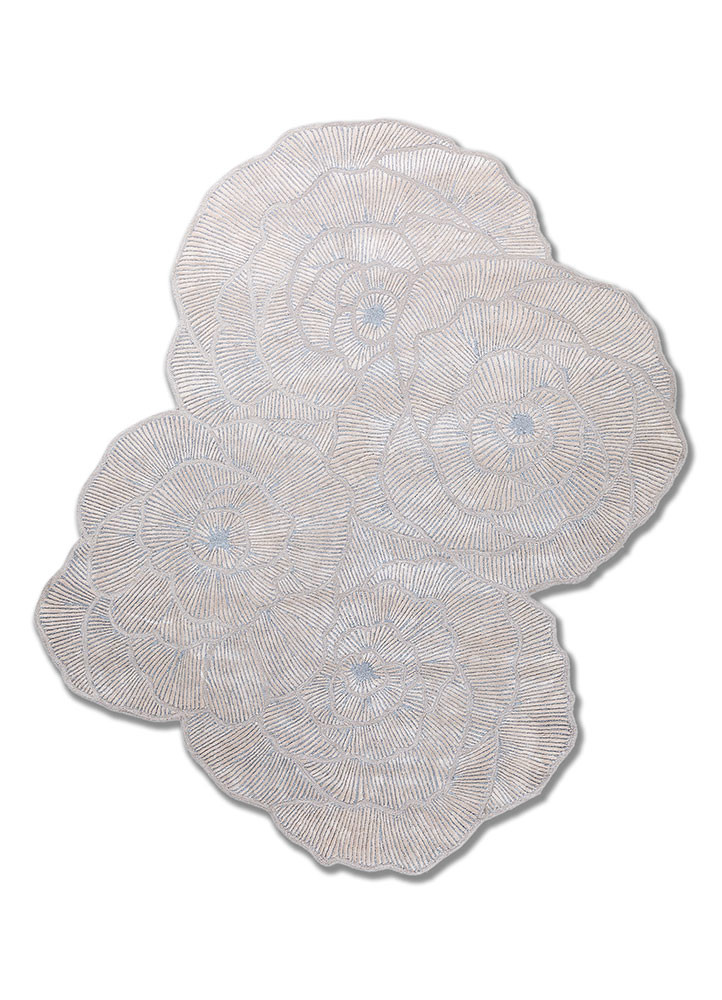 ivory ivory wool and viscose hand tufted Rug